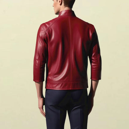 Handmade Men Red Jacket, Stylish Leather Biker Jacket, Dress Fashion Jackets