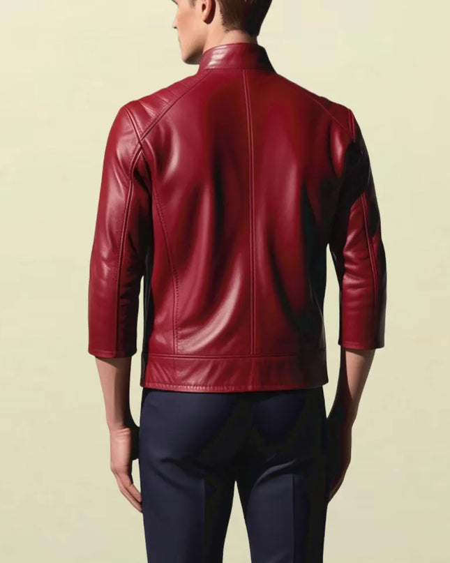 Handmade Men Red Jacket, Stylish Leather Biker Jacket, Dress Fashion Jackets