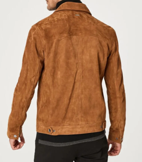 Handmade Men Brown Suede Style Jacket, Suede Western Jacket For Men