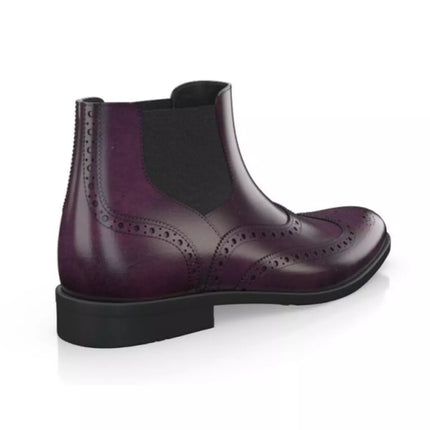 Handmade Men Maroon Leather Wing Tip Brogue Chelsea Ankle Boots, Mens Dress Boots