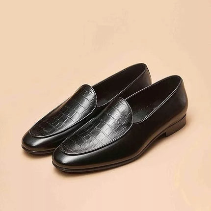 Handmade Men Black Crocodie Leather Penny Moccasins Dress Shoes, Party Wear Shoe