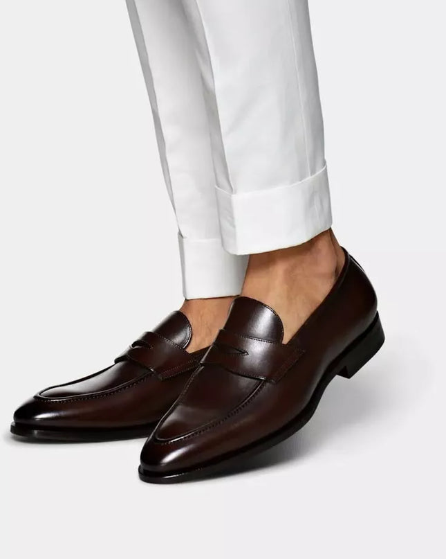 Handmade Men Dark Brown Leather Moccasins Dress Shoes, Party Wear Shoes