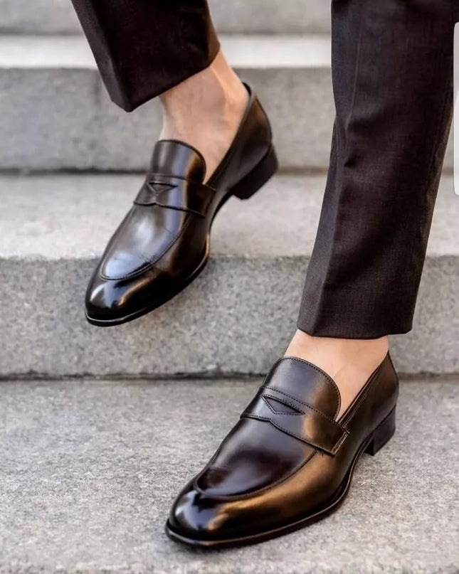 Handmade Men Leather Moccasins Brown Dress Shoe, Party Shoe, Slip On Office Shoe