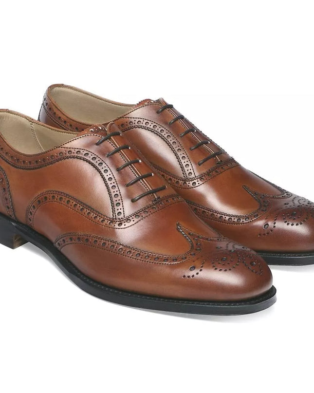 Handmade Men Brown Leather Wing Tip Dress Lace Up Shoe, Brogue Shoe, Office Shoe