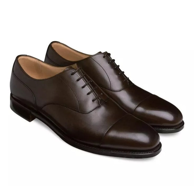 Handmade Men Dark Brown Leather Dress Lace Up Shoe, Party Wear Shoe, Office Shoe