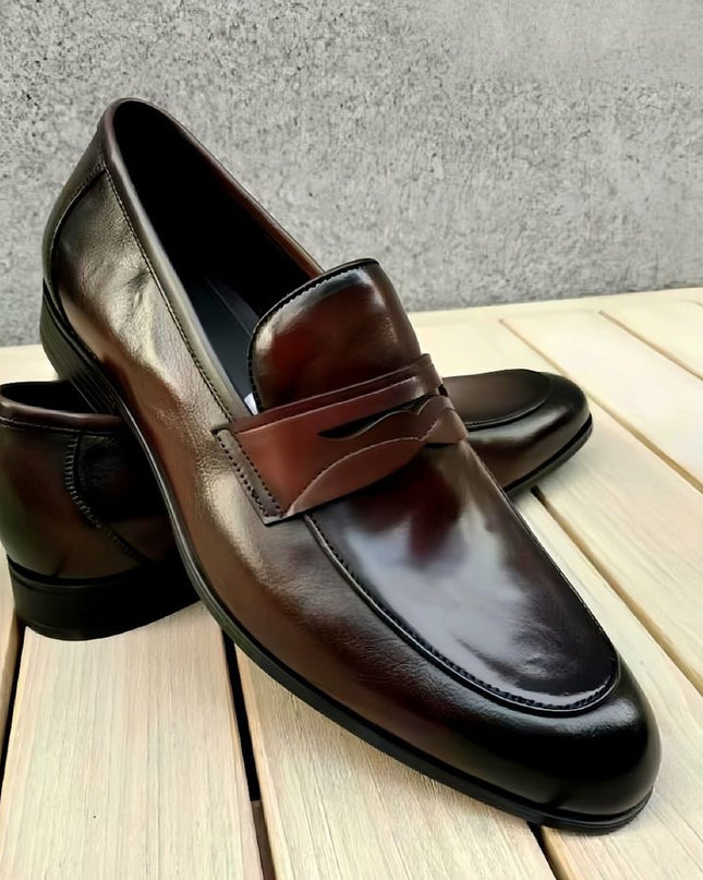 New Handmade Coffee Brown Shoes, Office Loafers, Leather Slip Ons, Dress Shoes