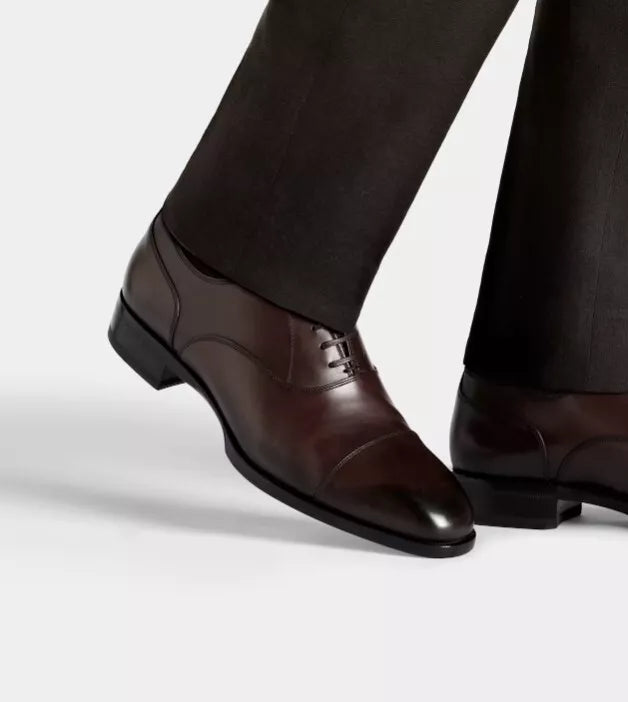 Handmade Men Lace Up Brown Leather Business Shoe, Party Wear Shoe, Office Shoe