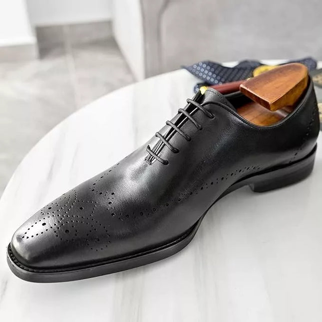 Handmade Men Black Lace Up Leather Brogue Shoe, Party Wear Shoe, Office Shoe