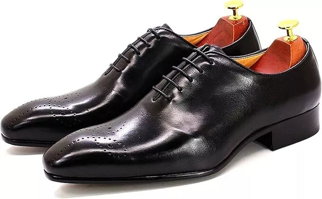 Handmade Black Brogue Lace Up Leather Dress Shoe, Party Wear Shoe, Office Shoe