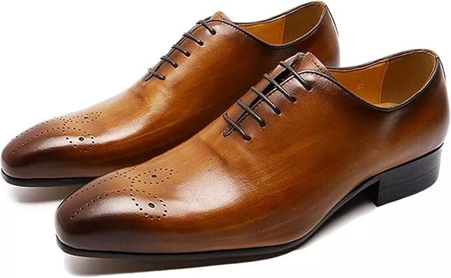 Handmade Brown Lace Up Brogue Leather Dress Shoe, Party Wear Shoe, Office Shoe