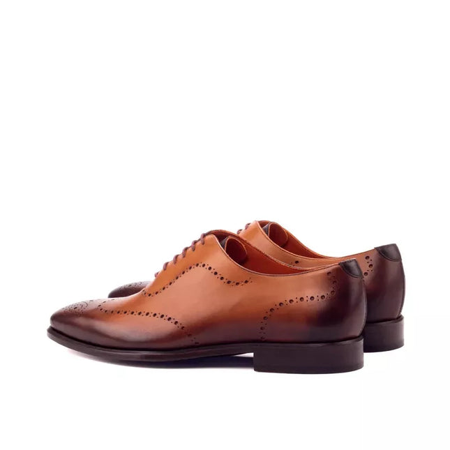 Handmade Shaded Brown Wing Tip Leather Brogue Lace Up Dress Shoe, Office Shoes