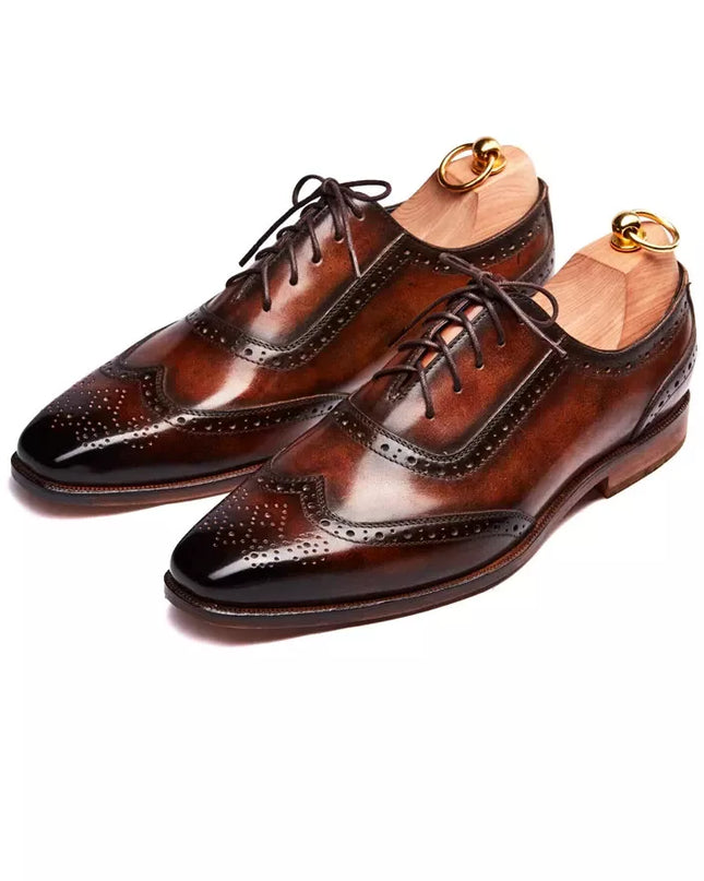 Handmade mens brown wingtip shoes, Men leather brogue shoes, Shoes for men