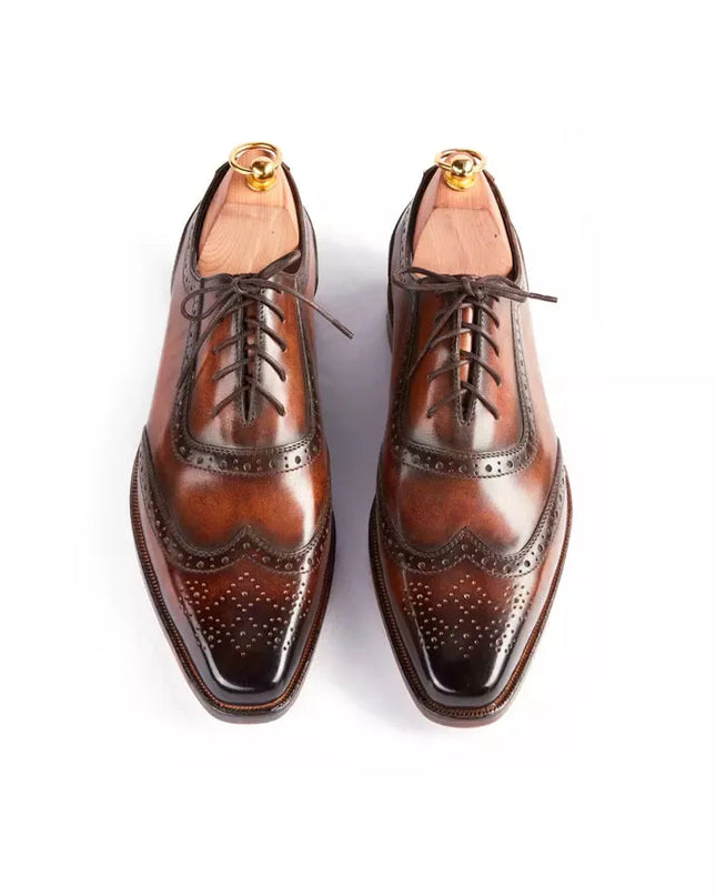 Handmade mens brown wingtip shoes, Men leather brogue shoes, Shoes for men