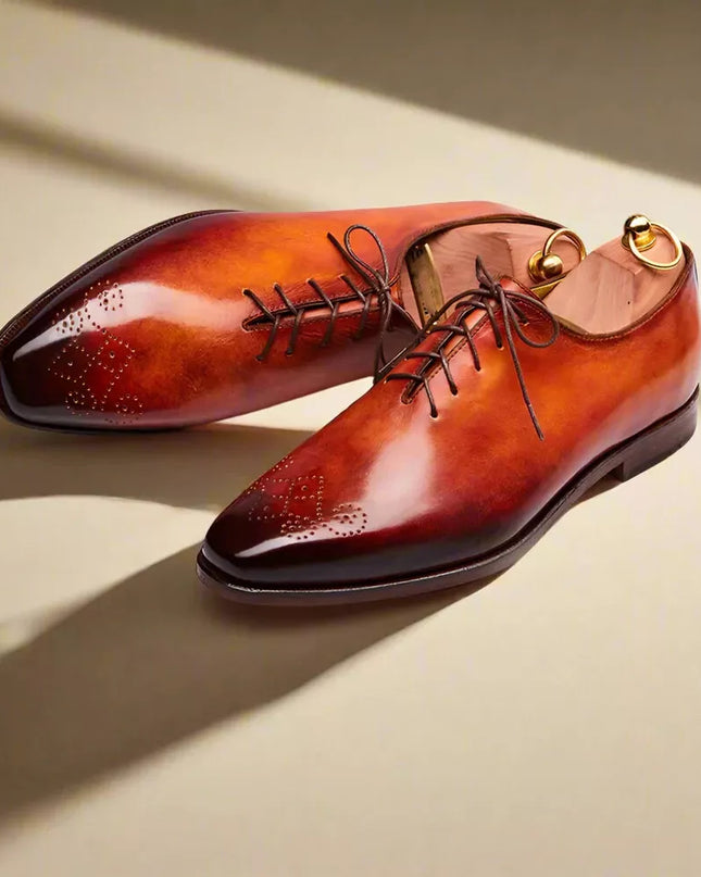 Handmade Mens Tan oxfords shoes, Men leather brogue shoes, Shoes for men