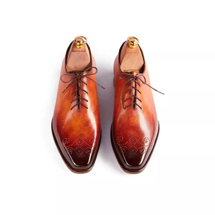 Handmade Mens Tan oxfords shoes, Men leather brogue shoes, Shoes for men