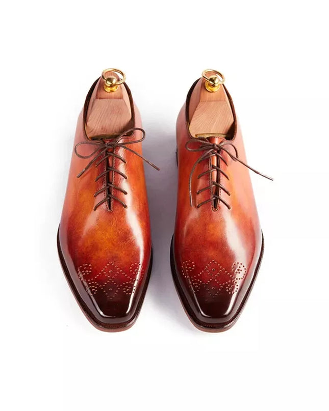 Handmade Mens Tan oxfords shoes, Men leather brogue shoes, Shoes for men
