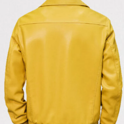 Men’s Handmade Cargo Pockets Yellow Leather Fashion Jacket For Men