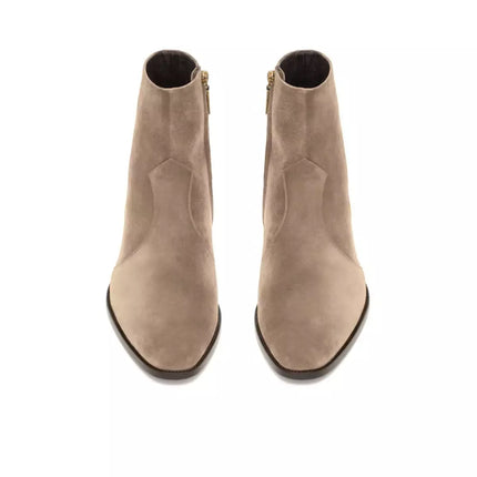 Handmade Mens Beige Suede Ankle Boots, Men Dress Boot, New Zipper Boot
