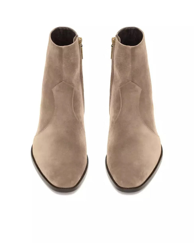 Handmade Mens Beige Suede Ankle Boots, Men Dress Boot, New Zipper Boot