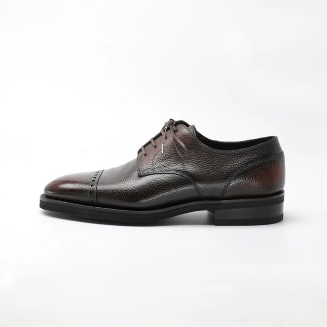 Handmade Men Brown Brogue Textured Leather Lace Up Office Shoe, Oxford Shoe