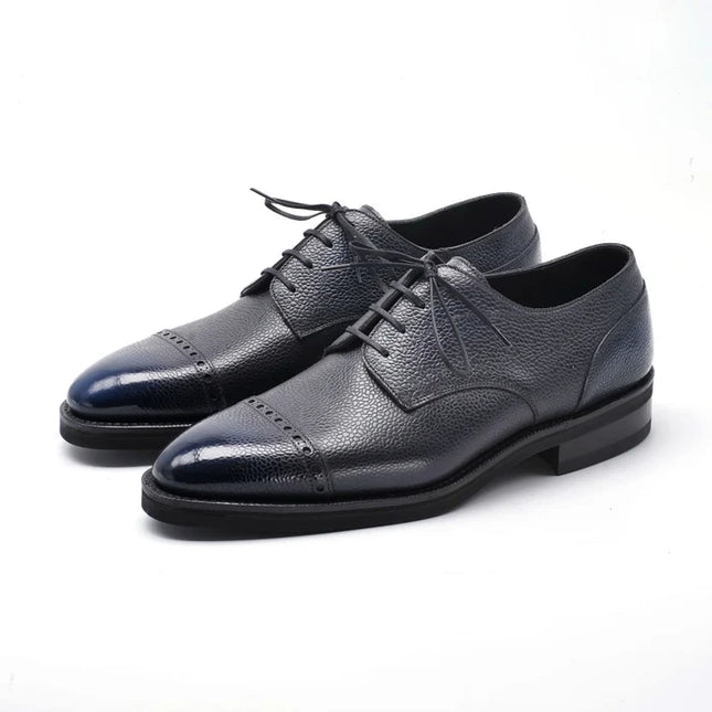 Handmade Men Two Tone Round Toe Shoes, Brogue Leather Derby Shoe, Oxford Shoes