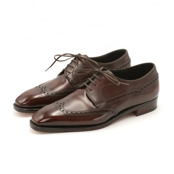 Handmade Dark Brown Wing Tip Dress Shoes, Brogue Leather Derby Shoe, O Footeria Handmade Dark Brown Wing Tip Dress Shoes, Brogue Leather Derby Shoe, O Footeria