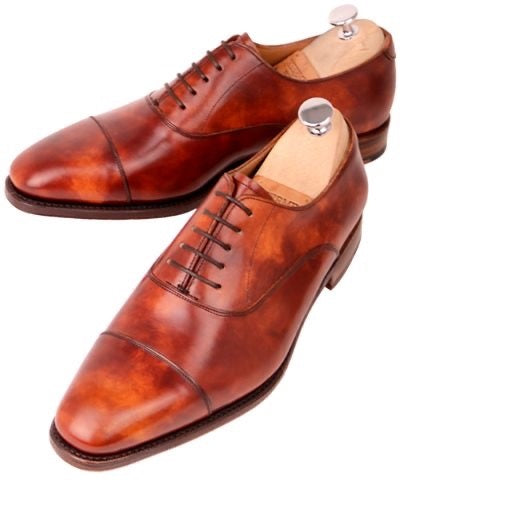 Handmade Men Shaded Brown Leather Dress Shoes, Lace Up Shoes, Business Shoes