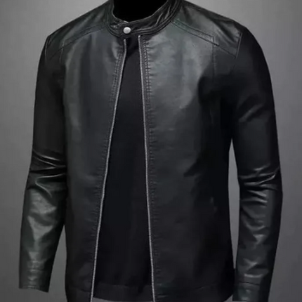 Men Handmade Black Leather Jacket, Black Biker Jacket for Men