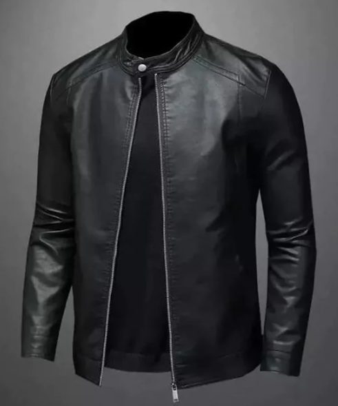 Men Handmade Black Leather Jacket, Black Biker Jacket for Men