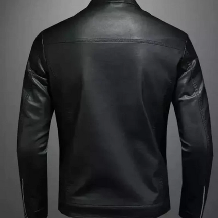 Men Handmade Black Leather Jacket, Black Biker Jacket for Men