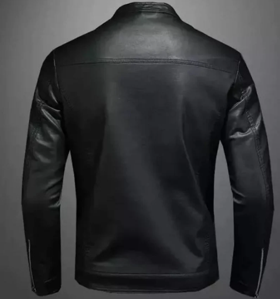 Men Handmade Black Leather Jacket, Black Biker Jacket for Men