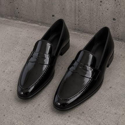 Handmade Men Patent Black Leather Loafers Slip ons Office Shoes, Dress shoes for mens