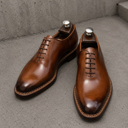 Handmade dark brown leather lace up men office shoes, Dress shoes for mens