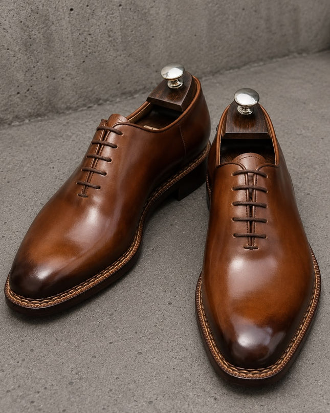 Handmade dark brown leather lace up men office shoes, Dress shoes for mens