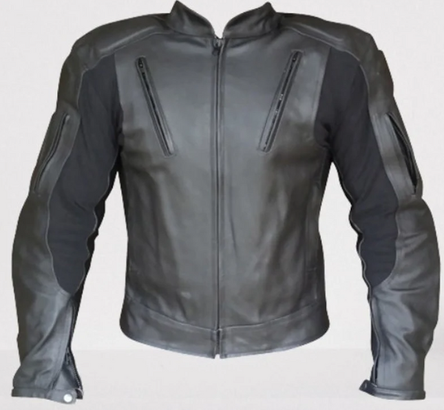 Handmade Men Black Leather Padded Biker Jacket, Motorbike Leather Jacket for men