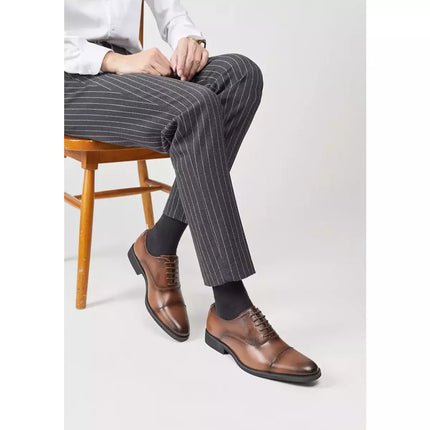 Handmade Mens Brown Oxford Lace Up Dress Shoes, Mens Burnish Brown Tuxedo Shoes