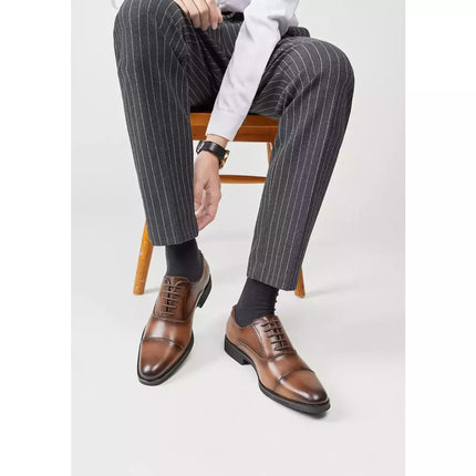 Handmade Mens Brown Oxford Lace Up Dress Shoes, Mens Burnish Brown Tuxedo Shoes