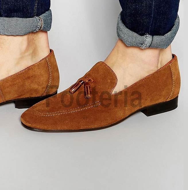 Men brown formal shoes dress shoes Handmade men fashion Tassels moccasins shoes