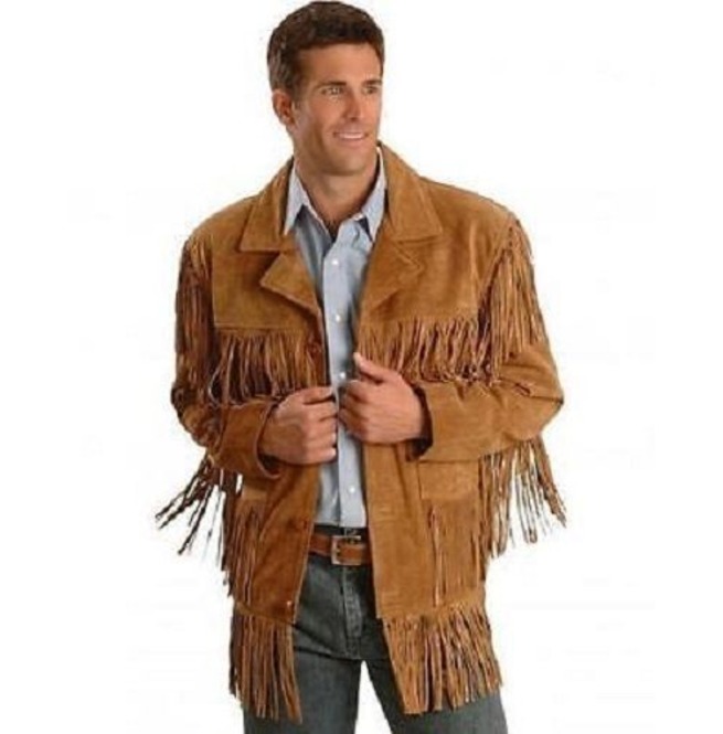 Mens Western Cowboy Real Suede Leather Jackets for Sale 33