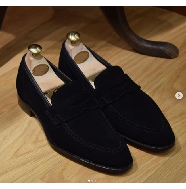 Handmade Men Black Suede Shoes, Leather 