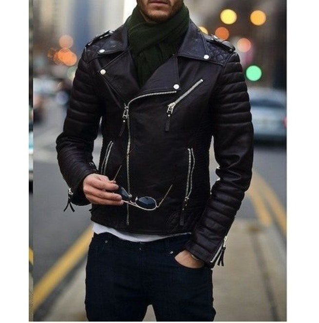 Mens Biker Leather Jacket, Men Fashion Black Motorcycle Jacket, Jackets –  Footeria