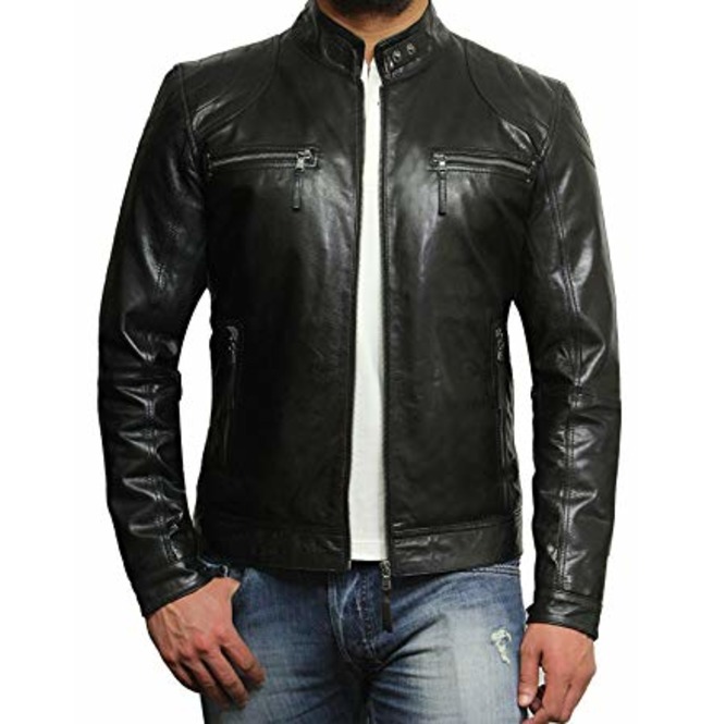Mens Fashion Black Leather Jacket, Men Biker Leather Jacket, Jacket For ...