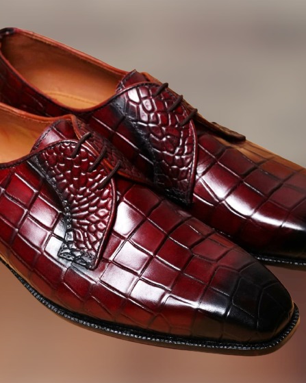 Men Handmade Maroon Leather Brogue Shoes, Formal Dress Shoes, Office ...